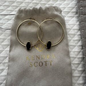 Kendra Scott Gold Hoop Earrings with Dark Maroon Stones